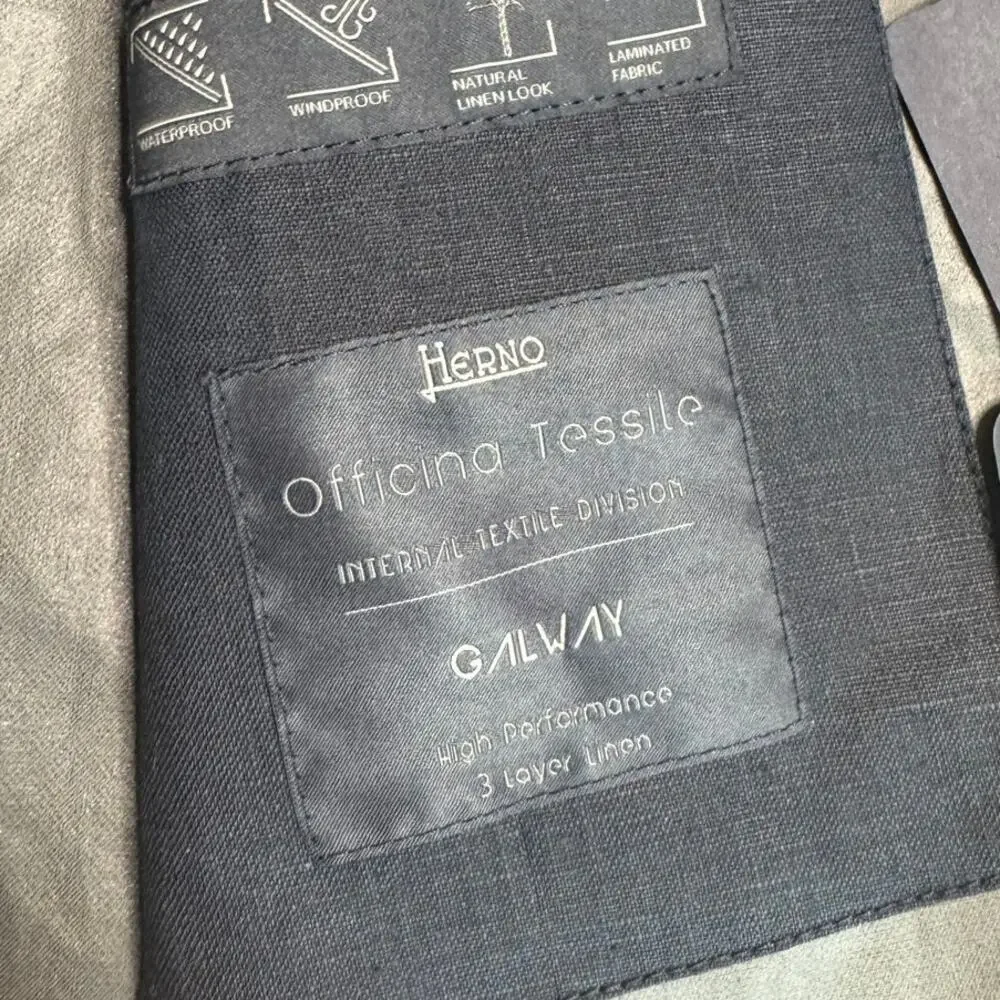 NWT Herno Laminar Men's Giacca Hooded Linen Navy Blue Packable Hood Jacket/Coat